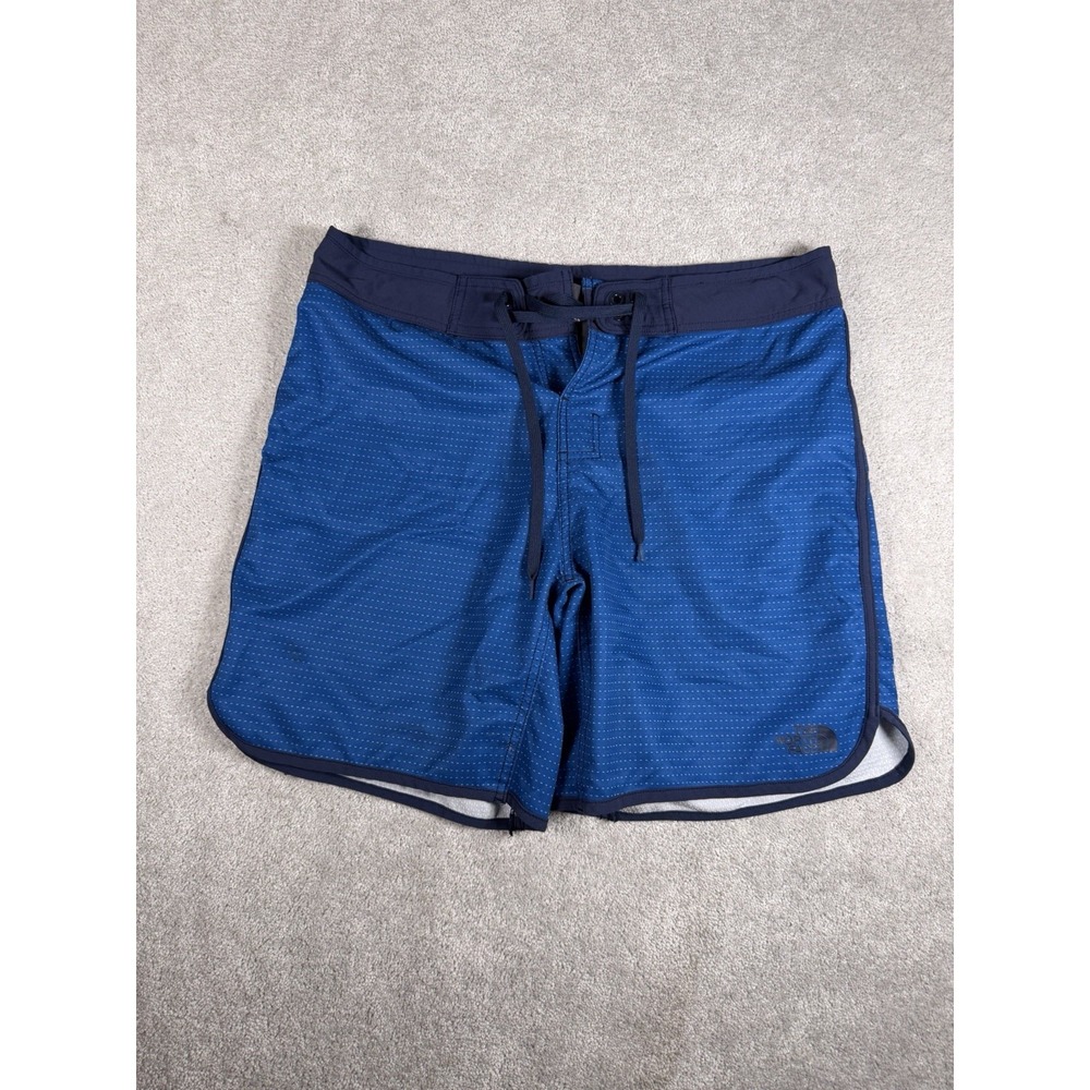 The North Face Men's Size 32 Swimsuit Board Shorts Trunks - Blue Textured 7" EUC
